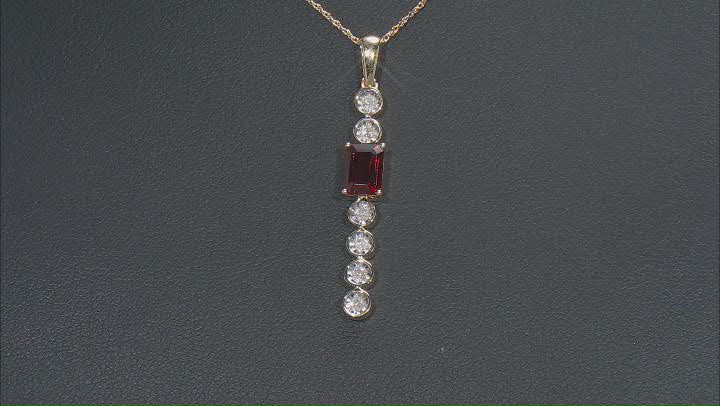 Red Garnet And White Diamond 14k Yellow Gold Pendant With 18" Rope Chain 1.30ctw Video Thumbnail