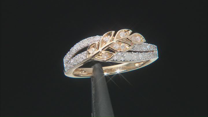 White Diamond 14K Yellow Gold Floral Inspired Crossover Ring 0.33ctw Video Thumbnail
