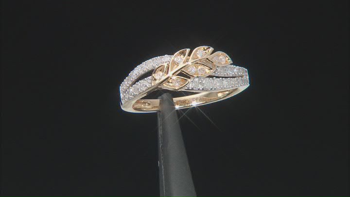 White Diamond 14K Yellow Gold Floral Inspired Crossover Ring 0.33ctw Video Thumbnail