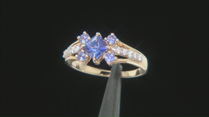 Blue Tanzanite And White Diamond Center Design Ring 0.99ctw Video Thumbnail