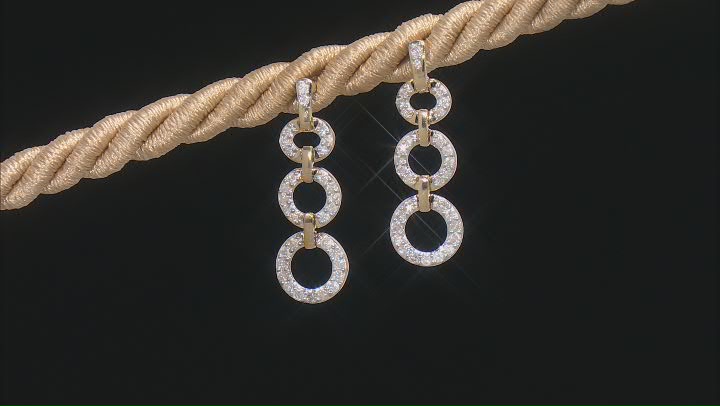 White Diamond 14k Yellow Gold Dangle Earrings 0.30ctw Video Thumbnail