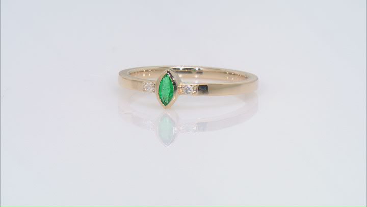 Zambian Emerald And White Diamond 14k Yellow Gold Set of 3 Stackable Rings 0.46ctw Video Thumbnail