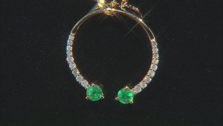 Zambian Emerald And White Diamond 14k Yellow Gold Slide Pendant With 18" Singapore Chain 0.38ctw Video Thumbnail