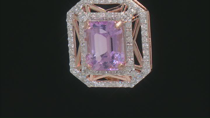 Kunzite And White Diamond 14k Rose Gold Pendant With 18" Singapore Chain 4.80ctw Video Thumbnail