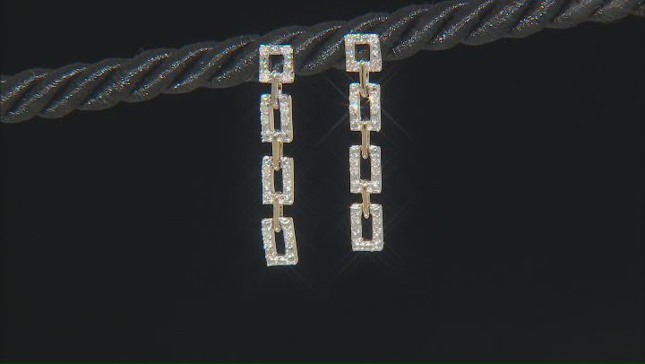 White Diamond 14k Yellow Gold Dangle Earrings 0.10ctw Video Thumbnail