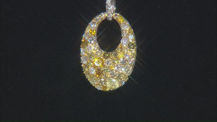 Multi-Color Diamond 14k White Gold Cluster Pendant With 18" Singapore Chain 3.15ctw Video Thumbnail
