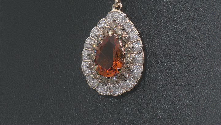 Madeira Citrine With Champagne And White Diamond 14k Yellow Gold Halo Pendant 4.59ctw Video Thumbnail
