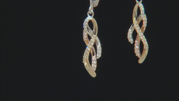 White Diamond 14k Tri-Tone Gold Dangle Earrings 0.25ctw Video Thumbnail