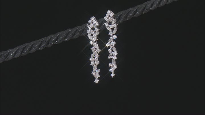 White Diamond 14k White Gold Drop Earrings 1.00ctw Video Thumbnail
