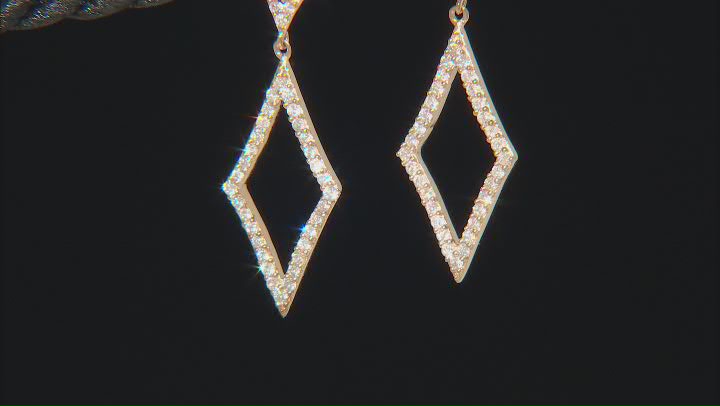 White Diamond 14k Rose Gold Dangle Earrings 0.33ctw Video Thumbnail