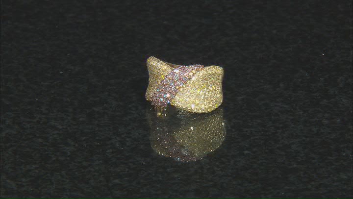 Natural Pink And Yellow Diamond 14k Yellow Gold Wide Band Ring 1.90ctw Video Thumbnail