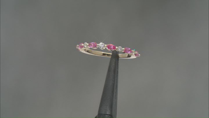 Pink Spinel And White Diamond 14k Yellow Gold Band Ring 0.71ctw Video Thumbnail