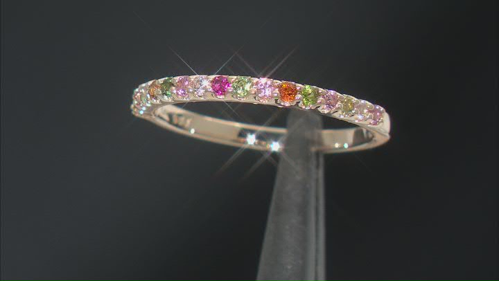 Multi Color Tourmaline 14k Yellow Gold Band Ring 0.22ctw Video Thumbnail