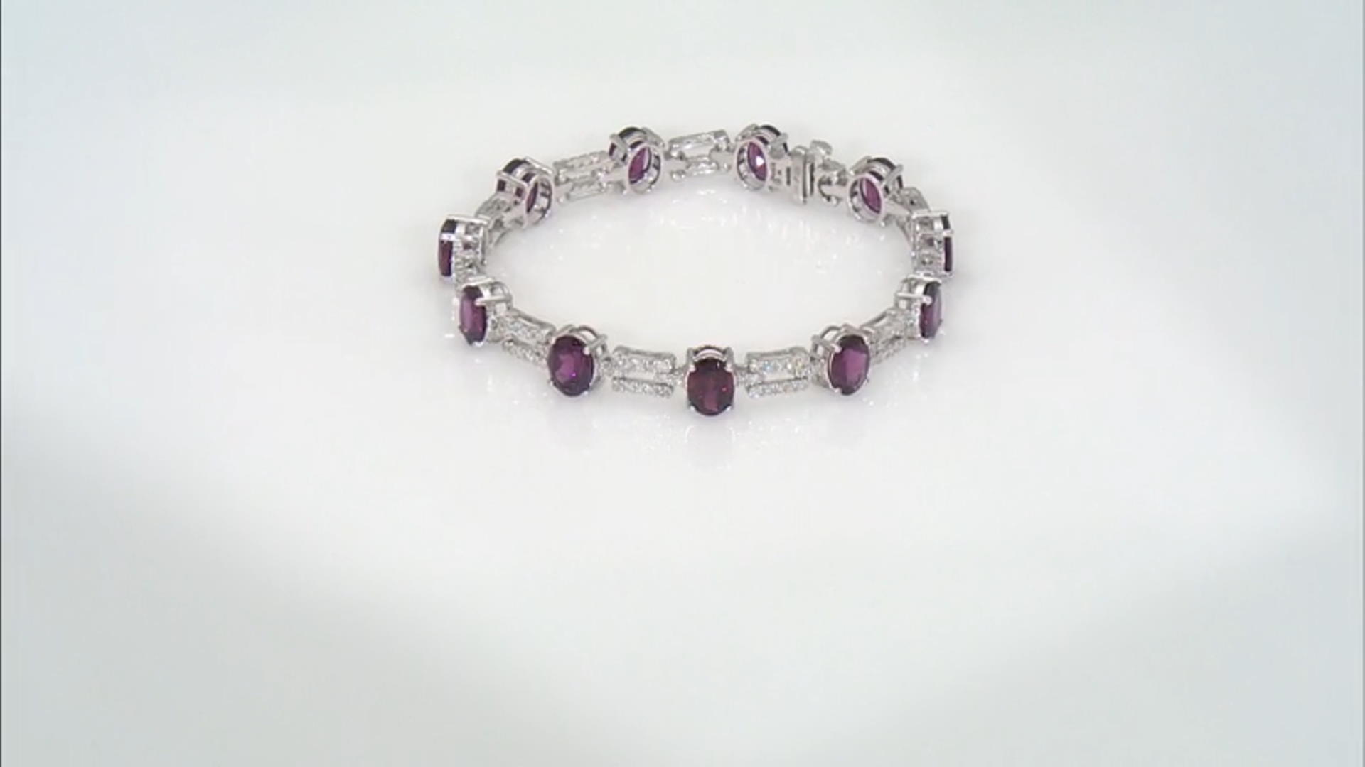 Rhodolite And White Diamond 14k White Gold Bracelet 18.00ctw Video Thumbnail