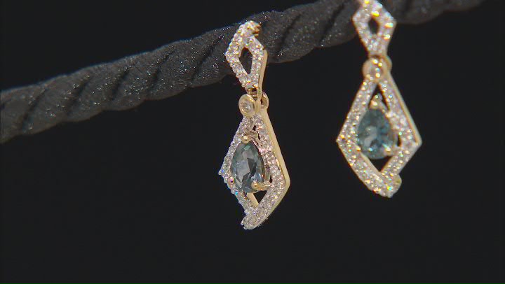 Montana Sapphire and White Diamond 14k Yellow Gold Earrings 1.22ctw Video Thumbnail