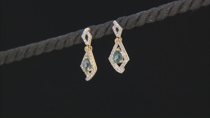 Montana Sapphire and White Diamond 14k Yellow Gold Earrings 1.22ctw Video Thumbnail