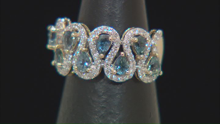 Blue Montana Sapphire and White Diamond 14k Yellow Gold Ring 1.74ctw. Video Thumbnail