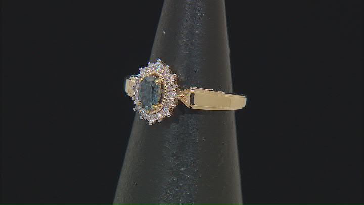 Blue Montana Sapphire and White Diamond 14k Yellow Gold Halo Ring .69ctw. Video Thumbnail