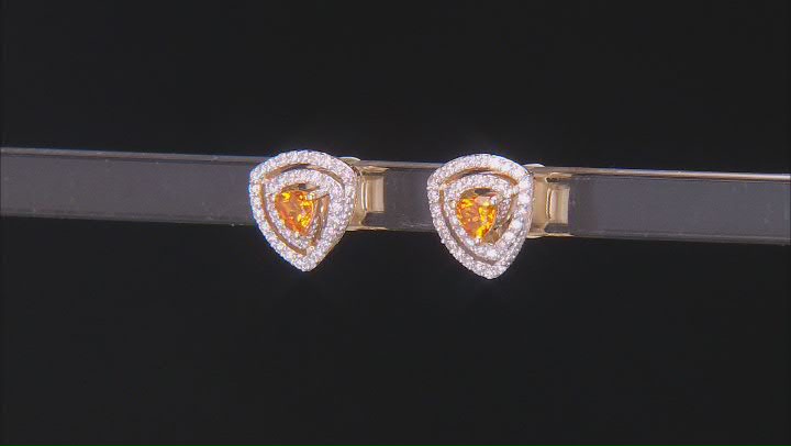 Spessartite Garnet And White Diamond 14k Yellow Gold Earrings .84ctw Video Thumbnail