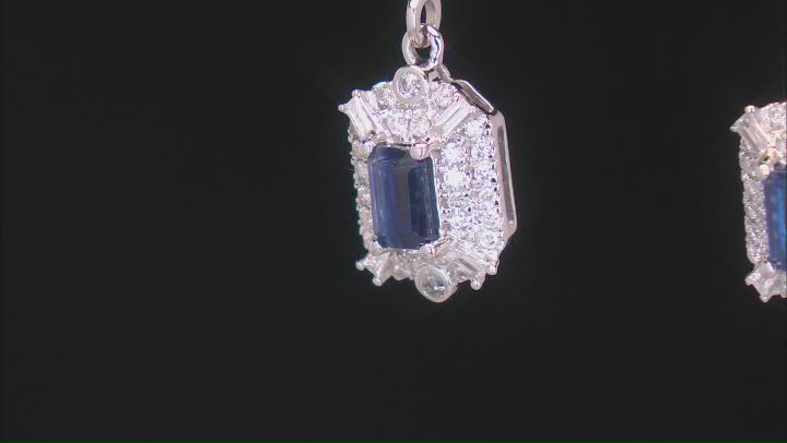 Blue Kyanite And White Diamond 14k White Gold Dangle Earrings 1.13ctw Video Thumbnail