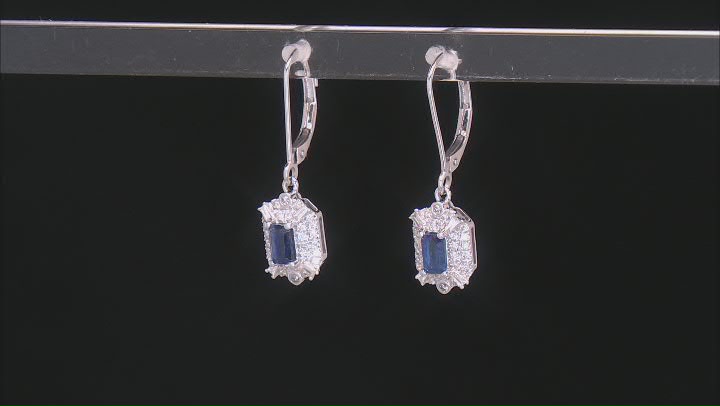 Blue Kyanite And White Diamond 14k White Gold Dangle Earrings 1.13ctw Video Thumbnail