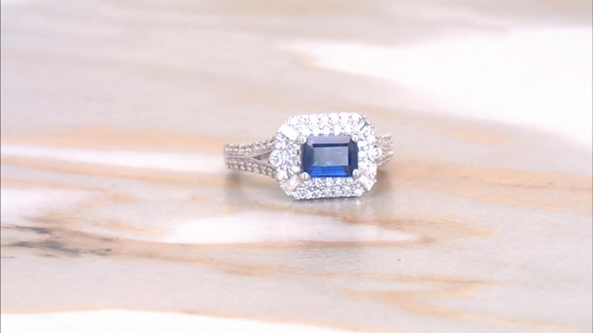 Blue Kyanite And White Diamond 14k White Gold  Ring 1.60ctw Video Thumbnail