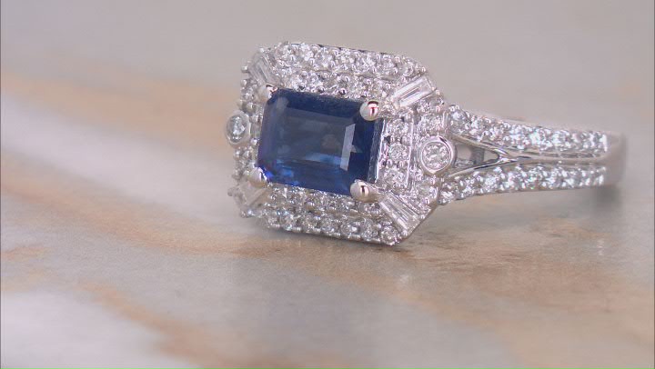 Blue Kyanite And White Diamond 14k White Gold  Ring 1.60ctw Video Thumbnail