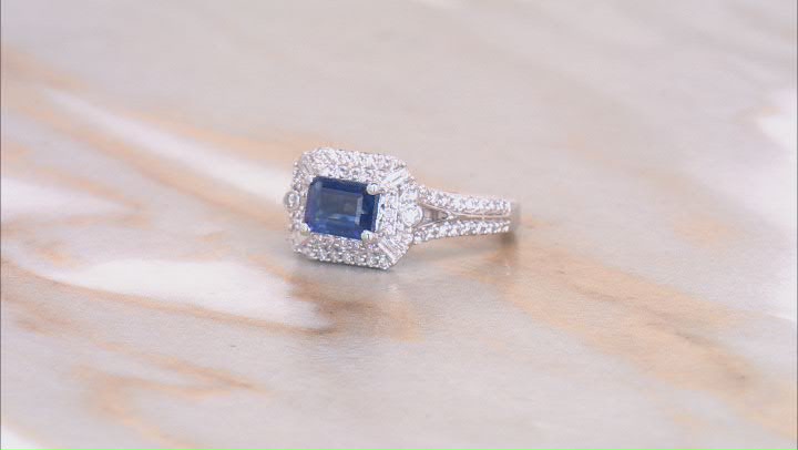 Blue Kyanite And White Diamond 14k White Gold  Ring 1.60ctw Video Thumbnail