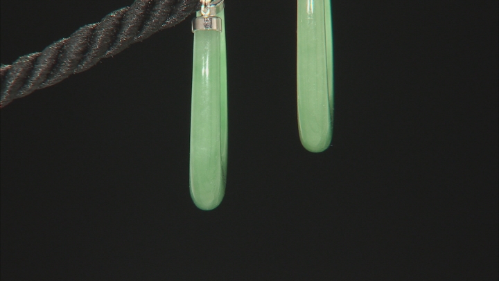 Green Jadeite Rhodium Over Sterling Silver Hoop Earrings Video Thumbnail