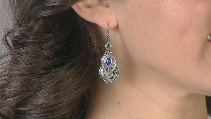 Multicolor Abalone Shell Rhodium Over Sterling Silver Feather Earrings .49ctw Video Thumbnail