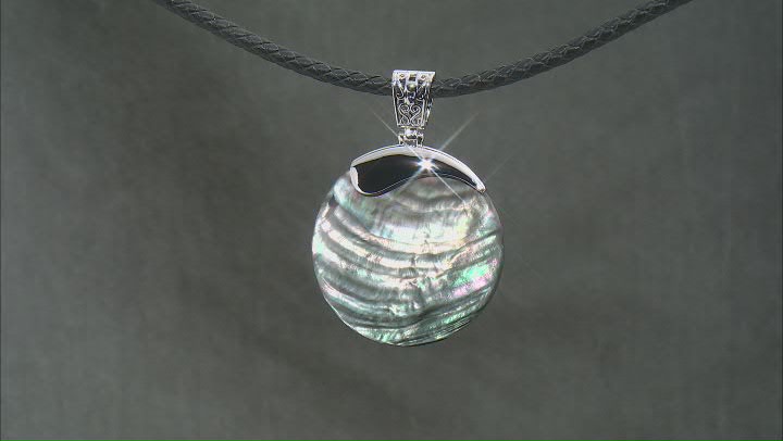 Black Mother-of-Pearl Rhodium Over Silver Enhancer With 20" Cord Video Thumbnail