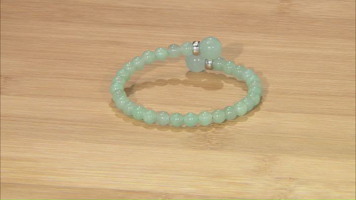 Green Jadeite Rhodium Over Silver Bracelet Video Thumbnail