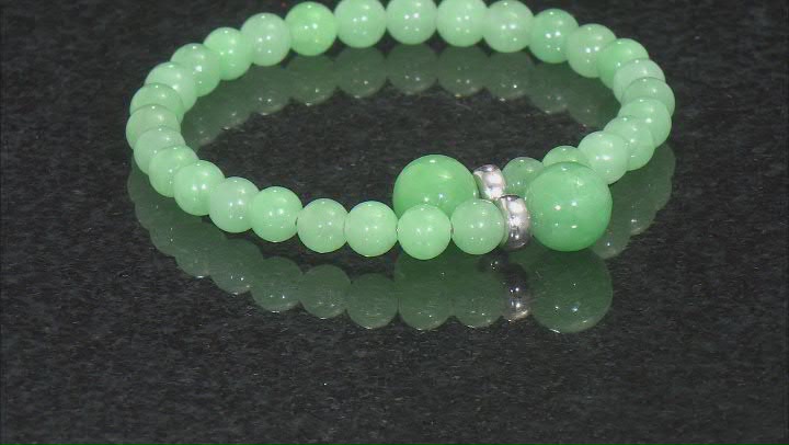 Green Jadeite Rhodium Over Silver Bracelet Video Thumbnail