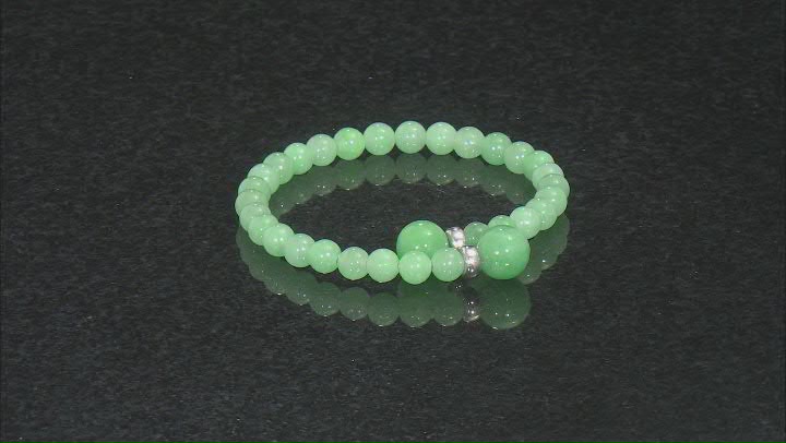 Green Jadeite Rhodium Over Silver Bracelet Video Thumbnail