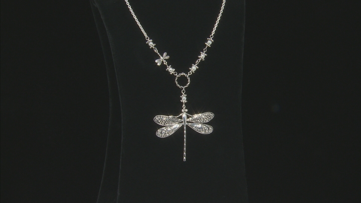 Dragonfly Rhodium Over Sterling Silver Necklace Video Thumbnail