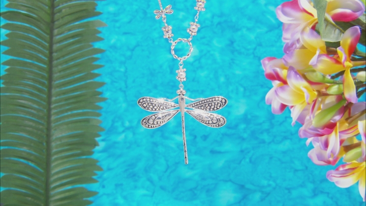 Dragonfly Rhodium Over Sterling Silver Necklace Video Thumbnail