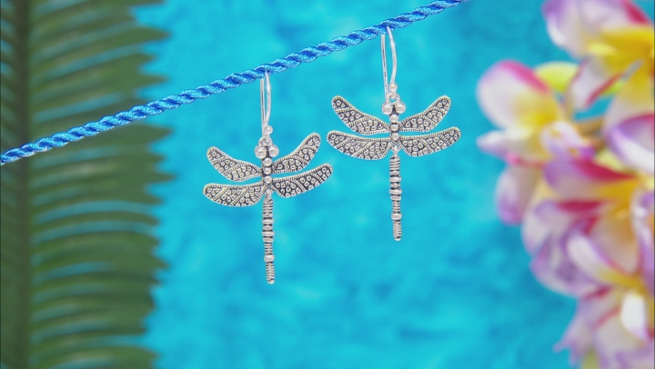 Dragonfly Rhodium Over Sterling Silver Dangle Earrings Video Thumbnail