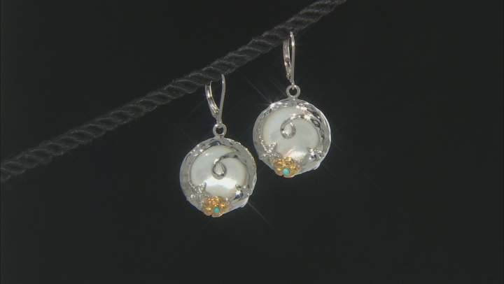 Pacific Style™ White Mother of Pearl Floral Dangle Earrings Video Thumbnail