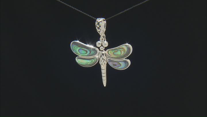Abalone Shell Rhodium Over Silver Dragonfly Enhancer Video Thumbnail