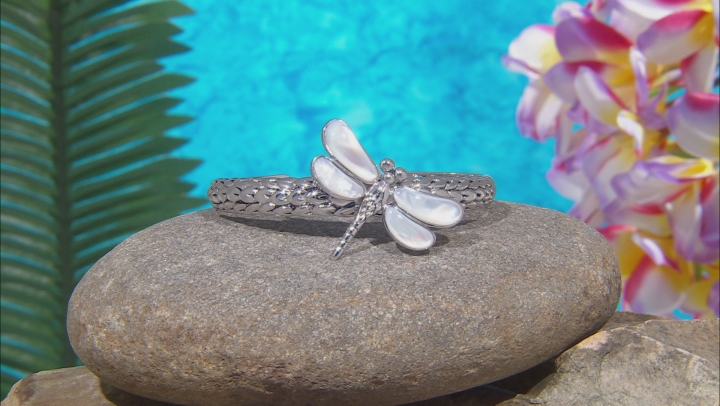 Mother-of-Pearl Rhodium Over Silver Dragonfly Bracelet Video Thumbnail
