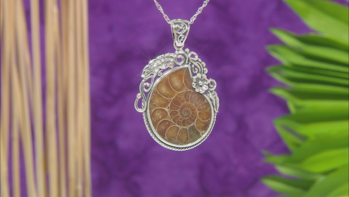 Ammonite Shell Sterling Silver Enhancer With 18" Chain Video Thumbnail