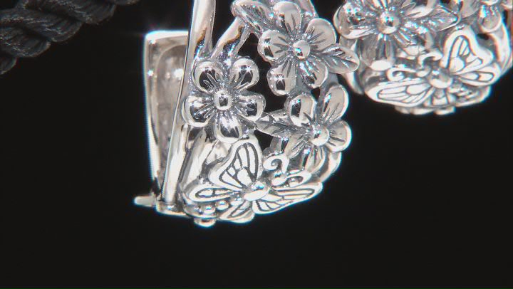 Sterling Silver Flower & Butterfly Hoop Earrings Video Thumbnail