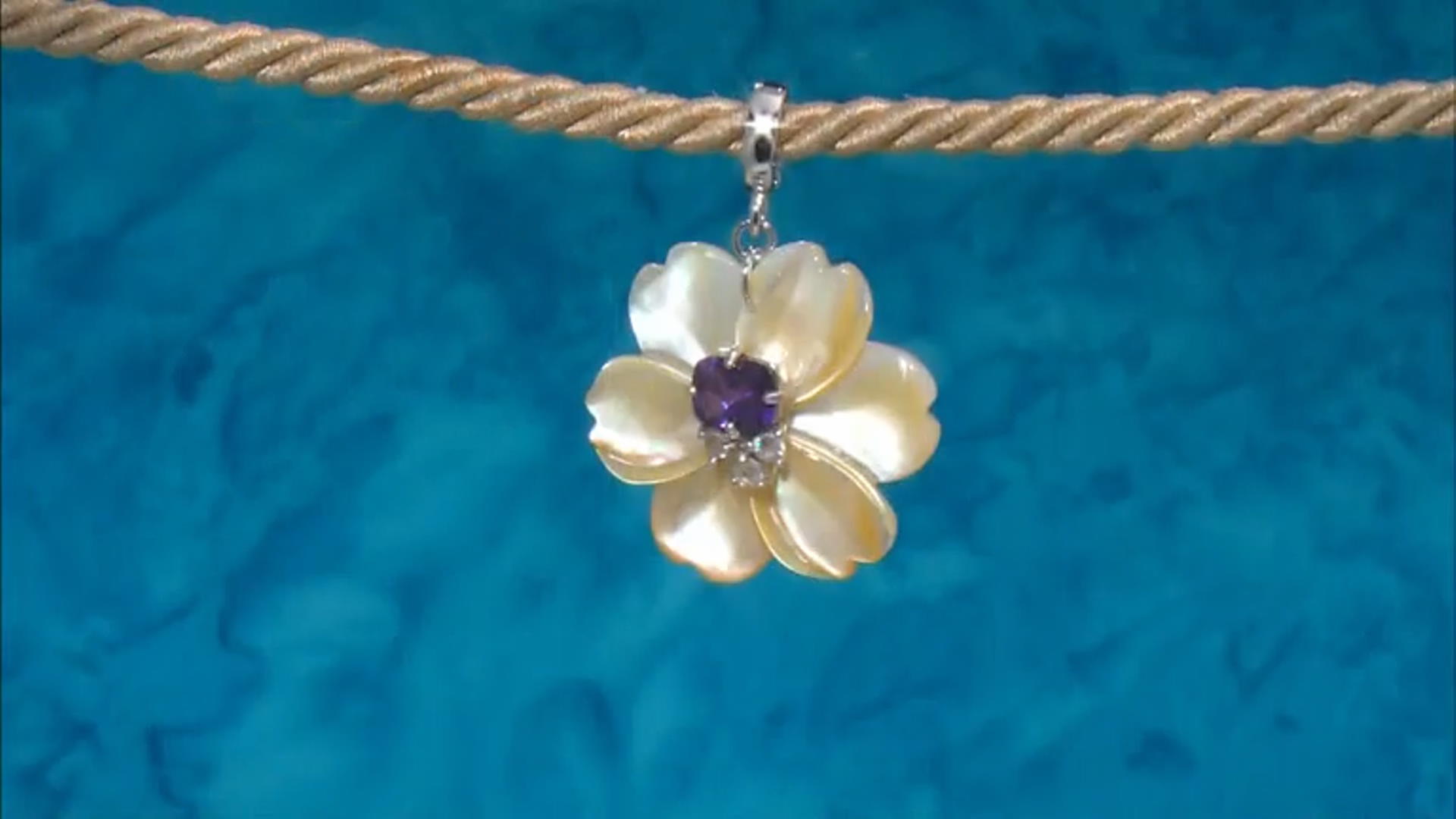 Golden Mother-of-Pearl Rhodium Over Sterling Silver Flower Enhancer 2.18ctw Video Thumbnail