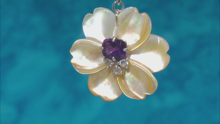 Golden Mother-of-Pearl Rhodium Over Sterling Silver Flower Enhancer 2.18ctw Video Thumbnail