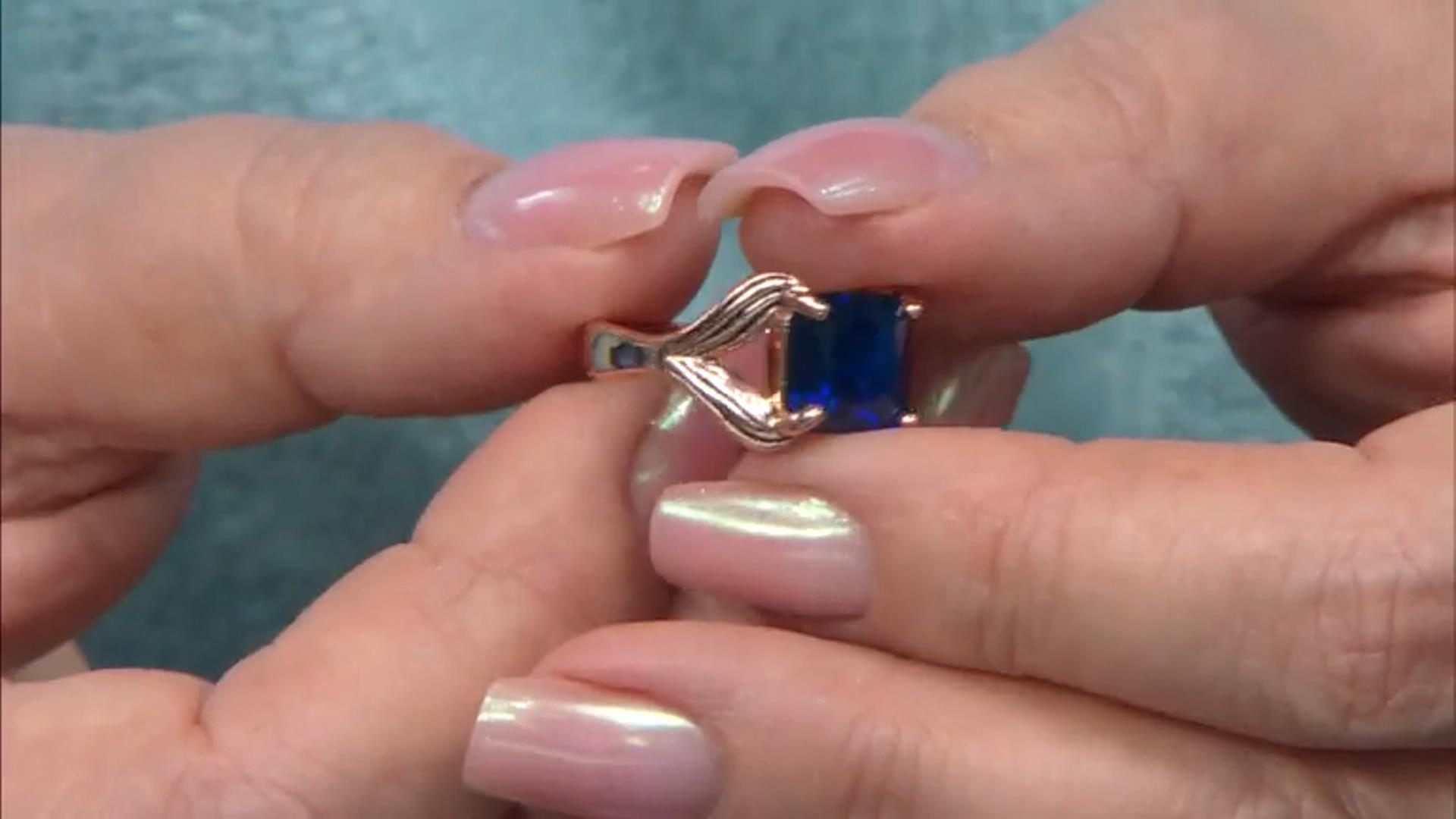 Lab Created Spinel & Abalone Shell 18k Rose Gold Over Silver Ring 4.22ct Video Thumbnail