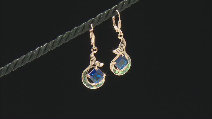Lab Created Spinel & Abalone Shell 18k Rose Gold Over Silver Earrings 4.37ctw Video Thumbnail