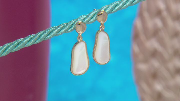 Mother-Of-Pearl 18k Yellow Gold Over Sterling Silver Earrings
