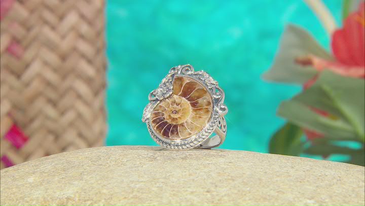 Ammonite Shell Sterling Silver Ring Video Thumbnail