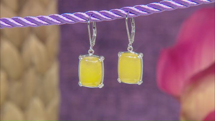 Yellow Jadeite Rhodium Over Sterling Silver Earrings Video Thumbnail