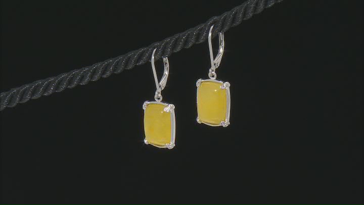 Yellow Jadeite Rhodium Over Sterling Silver Earrings Video Thumbnail